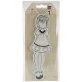 Prima Marketing DOLL910150 Mixed Media Doll Cling Rubber Stamps, Doll with Pocket Dress