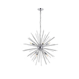 Living District Indoor Modern Home Decorative Bright Ceiling Timber 8 Light Chrome Pendant