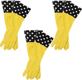 Evriholder GlamGloves Reusable Latex Dishwashing Gloves for Kitchen or Cleaning, Yellow, 3 Pairs, Patterns May Vary