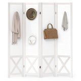 Giantex 4 Panel Pegboard Room Divider, 5.6FT Folding Privacy Screen with Peg Board Storage, Solid Wood Frame Freestanding Room D