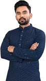 Lookmark Present Men'S Pure Rayon Chikankari Sequins Kurta||Men'S Chikankari Navyblue Coloured Kurta|| Az-Lm-Og-Kurta 11 Navy Blue-S