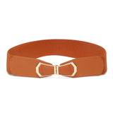 Tybelt WomenS Brown Stretchable Nylon Belt | BowStyle Hoop And Loop Buckle | Adjustable Fit Up To 44 Waist | Fashionable Elast