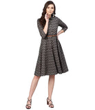 Gosriki Women'S Viscose Rayon A-Line Printed Dress (11-Inshan-Black_L-Gs_Black_Large),Black,,B0BRL5RFPY