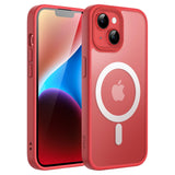 JETech Magnetic Case for iPhone 14 6.1-Inch Compatible with MagSafe, Translucent Matte Back Slim Shockproof Phone Cover (Red)