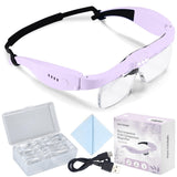 YOCTOSUN Magnifying Glass with Light, 0.75X-4.0X Magnifying Glasses, Rechargeable Head Magnifier with 5 Detachable Lenses, Magni
