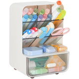 LETURE Desk Organizer with Vertical 6Compartment & Drawer, Stationery & Makeup Storage, Pen Holder for Office, Home, Art Suppli