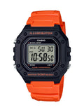 Casio Mens Classic Stainless Steel Quartz Watch with Resin Strap, Orange, 21.1 (Model: W218H4B2VCF, Orange/Black
