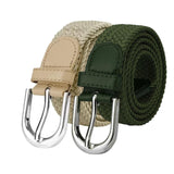 Niddleman Women Stretchable Braided Elastic Belt, No Holes Adjustable, Casual And Formal Wear (Beige+Green, 30)