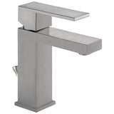 Delta Faucet Modern Single Hole Bathroom Faucet Brushed Nickel, Single Handle Bathroom Faucet, Drain Assembly, Stainless 567LFS