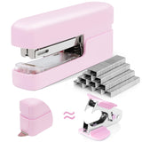 deli Stapler, Desktop Staplers with Integrated Staple Remover, 45 Sheet Capacity Office Stapler, Pink