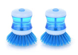 JERN Set of 2 Kitchen Utilities and Dish/Washbasin Plastic Cleaning Brush with Liquid Soap Dispenser Dish Cleaner Utensils Bru