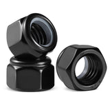 BNUOK 50Pcs #10-32 Lock Nuts, Nylon Insert Locknuts 304 Stainless Steel 18-8 SS Black Zinc Plated Self-Locking Nuts, Fine Thread