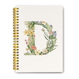 IORAFOUDUO Cute Floral Initial D Spiral Notebook, Pretty Journal 5.5 x 8.3