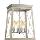 Progress Lighting Briarwood Collection 21 in. 4-Light Galvanized Farmhouse Foyer Chandelier with Painted Bleached Oak