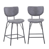 Jofran Owen Contemporary Modern Faux Leather Split-Back Upholstered Counter Height Barstool Set Of 2, 18 W X 22 D X 38 H,