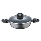 Bergner Orion NonStick 24 cm Shallow Kadai, Glass Lid, 2.3 L Capacity, 100% Recyclable, for Braising/Sauting/Simmering, Textured
