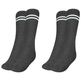 Mukhaksh (Pack Of 2 Pairs Boys Kids Dark Grey Socks With White Stripes Border Lining, Dark Grey With White Stripes Calf Length S