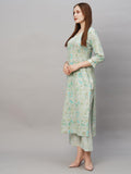 Anni Designer Women'S Cotton Blend Printed Straight Kurta With Pant (Vira Grey_Xxl_Grey_Xx-Large),Grey,2XL,Cotton Blend,Regular,Kurta