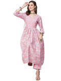 Gosriki Women'S Cotton Blend Anarkali Printed Kurta With Pant (Devina Multi-Nw-Gs_Xl_Pink_X-Large),Pink,,B0C786NVY5