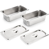 Kingrol 2 Pack 1/3 Size Hotel Pans with Lids, 35/8inch Depth, 22 Gauge Steam Table Pan, Stainless Steel Counter pan, Food Service
