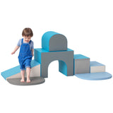 Qaba 7-Piece Baby Soft Play Equipment, Toddler Crawling Climber for Creativity and Shape Discovery with Easy-to-Clean Surface, C