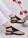 Shoetopia Women'S Snd-130 Flat Sandal-6 Kids Uk (Snd-130-Black)-Eu39,Black,6,B0D76TDGNC
