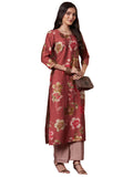 Anni Designer Women'S Rayon Blend Straight Printed Kurta With Pant (Kejri Maroon_M_Maroon_Medium),Maroon,M
