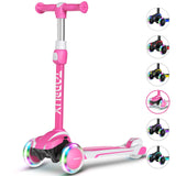 TONBUX Kids Scooter for Age 3-12, Toddler Scooter with 4 Adjustable Heights, Light Up 3-Wheels Scooter, Shock Absorption Design,