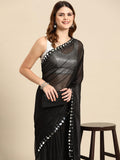 Shiv Textiles Saree For Women (L1-Black)