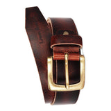 Louis Stitch MenS Cocoa Brown Italian Raw Crunch Leather Belt Premium Casual Belts For Men With Heavy Brass Buckle 1.5 Inch (38