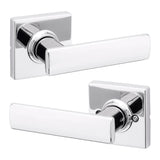 Kwikset Breton Interior Passage Door Handle, Lever For Closet and Hallway Doors, Reversible NonLocking Handle Lever, Polished C