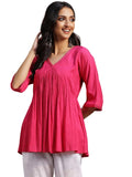 Libas Women'S Viscose Rayon Woven Design A-Line Kurti (291460R Pink
