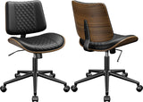 YaFiti Home Office Chair with Wheels Set of 2, Armless Desk Chair Adjustable Height with Lumbar Support, Swivel Rolling, Modern