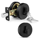 Gaurqiah Single Cylinder Deadbolt Lock with Key for Front Door Entrance Modern High Security Heavy Duty, Matte Black Finish