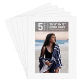 Golden State Art, Pack of 5 Acid Free Bevel Cut 4-Ply Thickness White Core Picture Mats for Photos (White, 11x14 for 8x12 Photo)