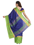 Leriya Fashion Womens Cotton Silk Solid Saree With Belt-Free Size (Blue)