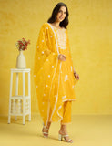 Kaari Roman Silk Womens Kurta Set (Kaaaw24Wskd-78974_Turmeric Gold,Turmeric Gold,Turmeric Gold,S