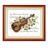 The Style Sutra PrePrinted Violin Note Flower Cross Stitch Kit Needlecrafts 32 X 24Cm 11Ct|Crafts | Needlecrafts & Yarn | Embro