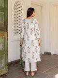 Anni Designer Women'S Rayon Viscose Anarkali Printed Kurta With Pant (Dilam White_M_White_Medium),White,M,Rayon Blend,Anarkali,