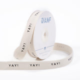 QIANF Custom Yay Cotton Ribbon, 5/8 Inch 15 Yards Natural Herringbone Twill Tape Ribbon for Gift Wrapping Baking Crafts Birthday