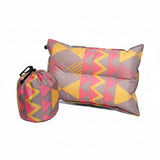 BuiltIn Valve SelfInflating Pillow Soft Textile Camping Pillow Drawstring Bag Travel Cushion Compact For Outdoor, Tent, Red Ye