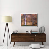 Calf Creek Falls Cascading Down Sandstone Cliff With Desert Varnish, Escalante National Monument, Utah-Paper Art-42,,X32,,