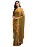 Gosriki Women'S Silk Blend Hand Work Saree With Unstitched Blouse Piece (Ayaat Gold-Gs_Free Size),Gold,,B0DY61WC4Q