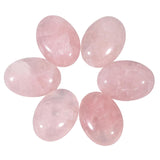 dssmboom 6 Pcs Oval Crystal Beads for Jewelry Making, Flat Back Rose Quartz Stone Cabochons for DIY Crafts Decoration, 13mmx18mm
