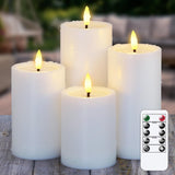 Wroxipel Waterproof Flickering Auto Timer White Plastic Flameless Candles with Candle Grease, 3 x4 5 6 7 Outdoor LED Long Lastin