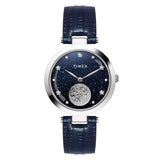 Timex Analog Watch For Women With Blue Round Dial & Blue Leather Strap Band Water Resistant Women'S Wrist Watches - Twel19202