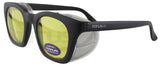 TITUS G12 Retro Style Safety Glasses Soft Folding Stainless Steel Mesh OR Color Matched Side Shield (Black Frame/Yellow Lens, Wi