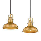 zeyu 2 Pack Farmhouse Pendant Lights, 11-inch Industrial Ceiling Pendant Light Fixture with Metal Dome Shade, Gold Finish, 016-1