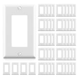 AIDA 1-Gang Standard Light Switch Cover Plate, Decorative Outlet Covers, Glossy White, 50-Pack Unbreakable Polycarbonate Wall Pl