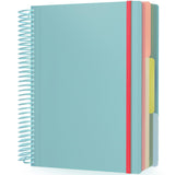 EUSOAR Spiral Notebook, A4 9.25inch x 11.7inch College Ruled 3 Subject Notebook with Pockets, Large Lined Spiral Journal Notebook, 240